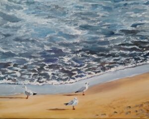 Möwen am Meeressaum